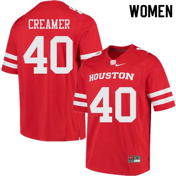 Women #40 Shane Creamer Houston Cougars College Football Jerseys Sale-Red